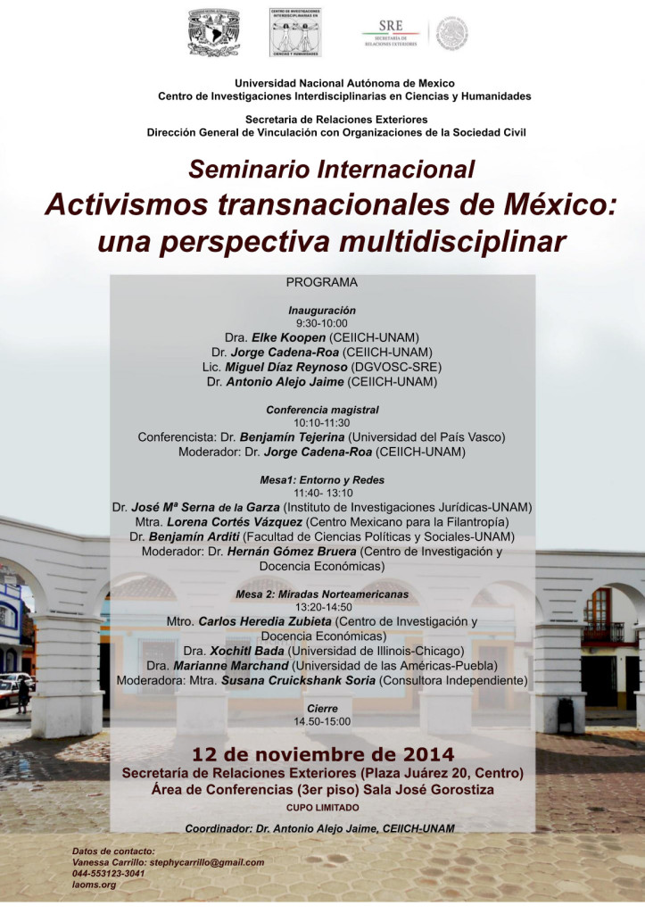 Activismos transnacionales de México UNAM CEIICH-SRE, 12 de noviembre de 2014