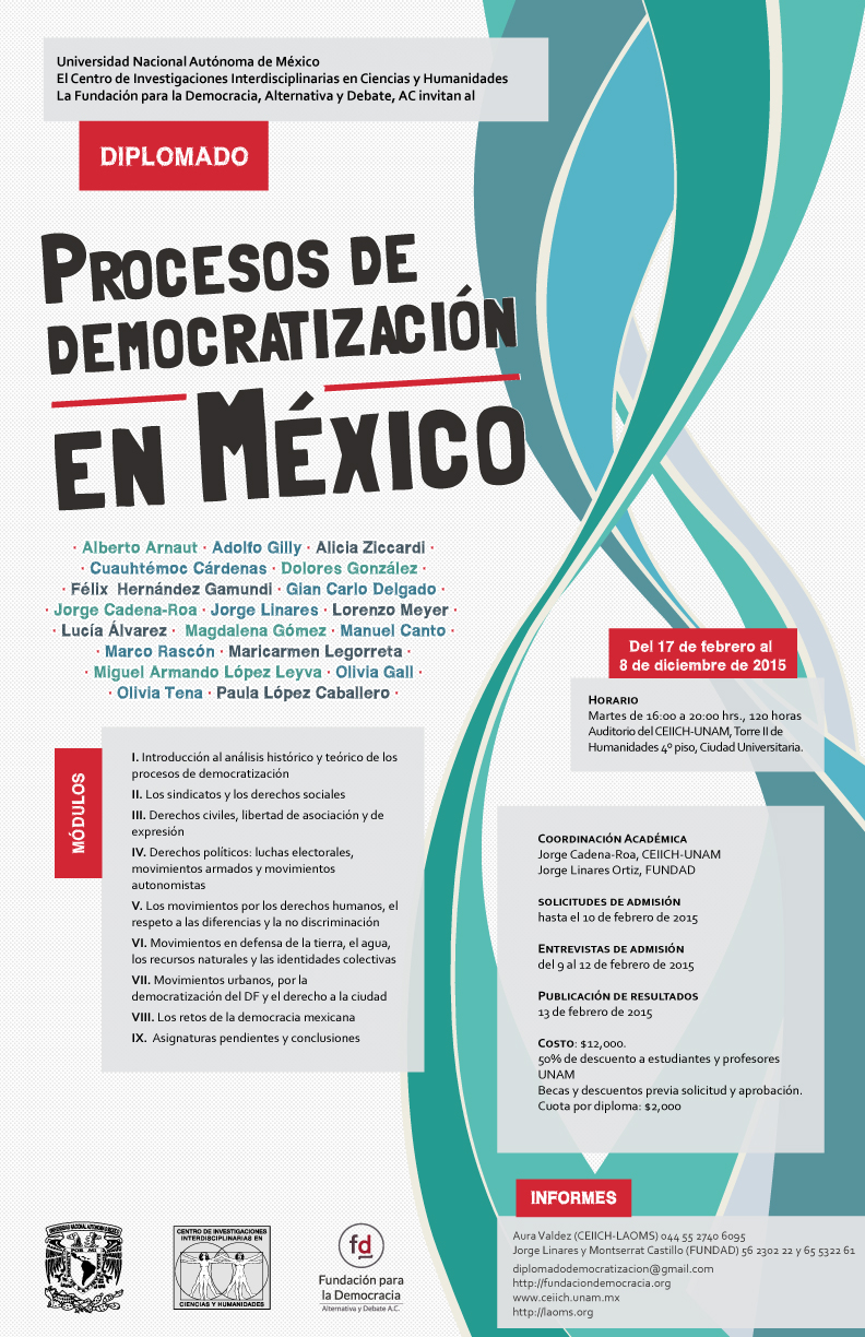 Cartel Diplomado Procesos de democratización en México, 2015