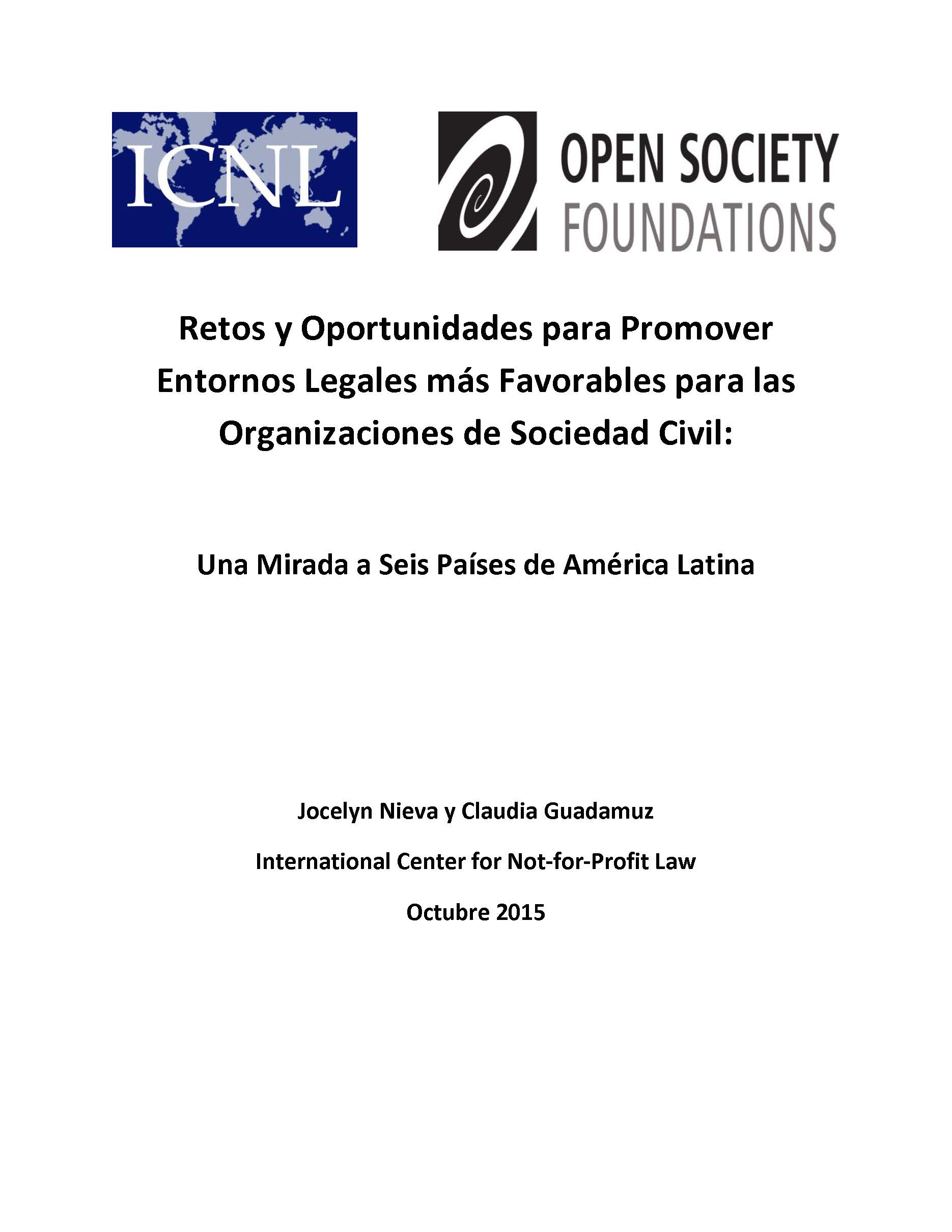 Retos y oportunidades para entornos legales sociedad civil LATAM 2015