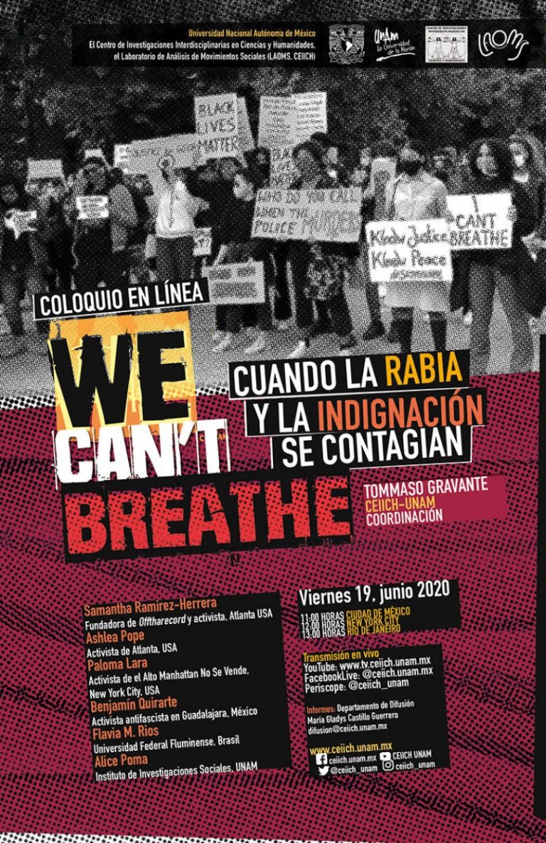 Coloquio We can't breathe. Cuando la rabia y la indignación se contagian